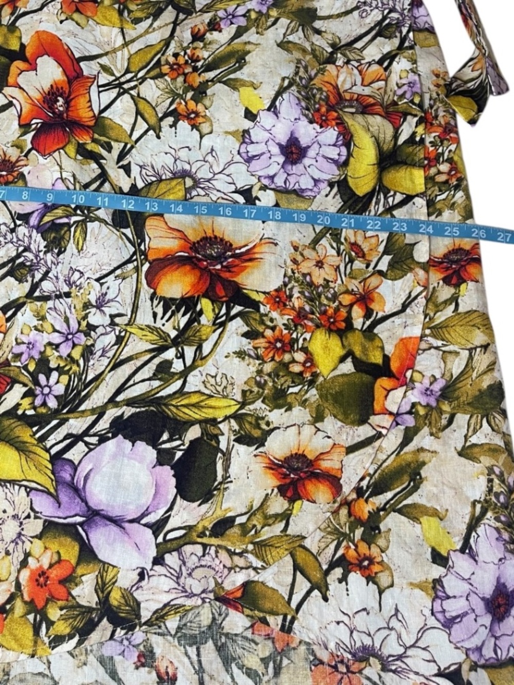 Chico's Linen Floral Wrap Skirt Size 4 (US 20/22) Botanical Print Summer Resort - Picture 6 of 16